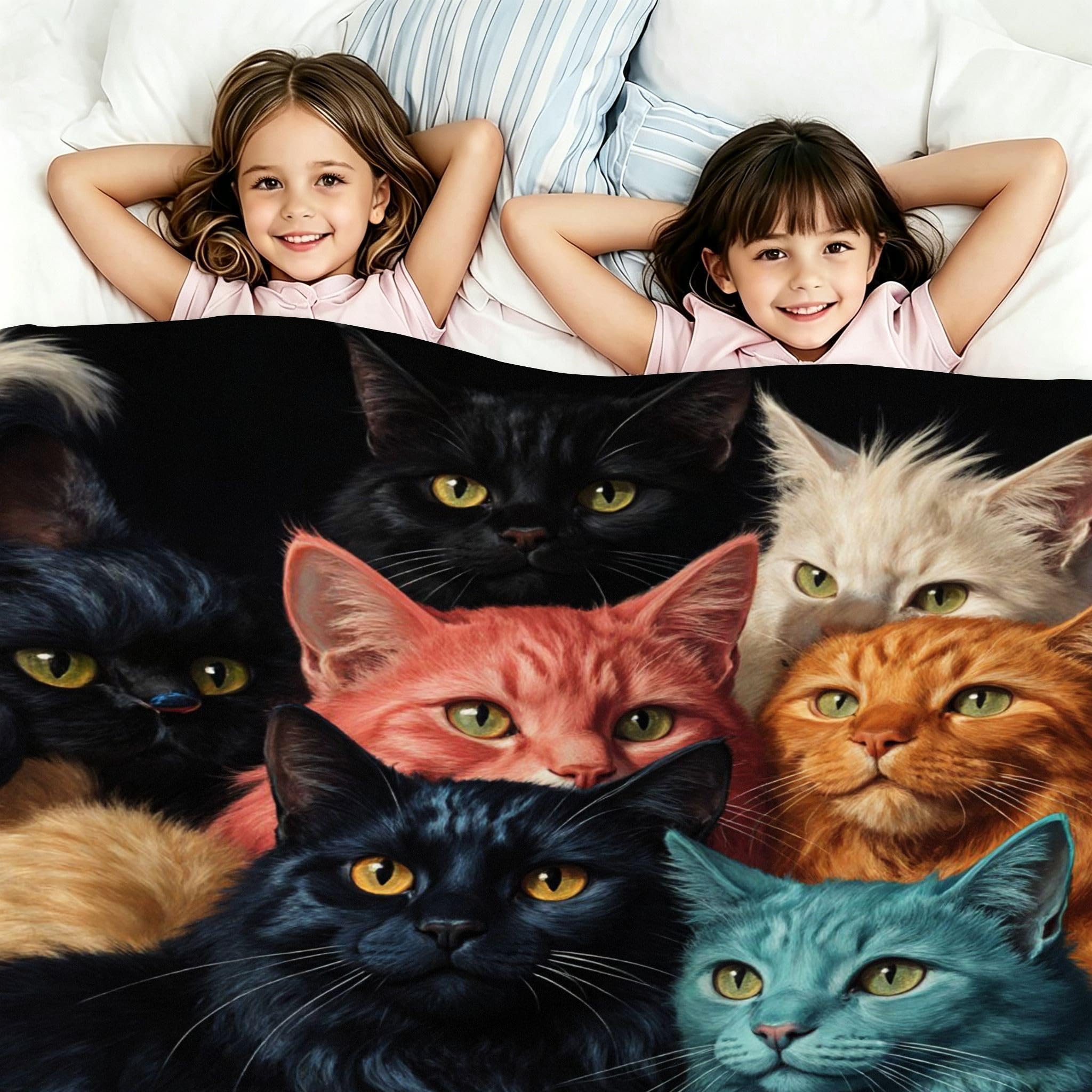 Coperta XXL 240x260 Gatto Animale Flanella Copridivano-A90 | Coperta Multiuso, Resistente Allo Sporco, Durevole e Leggero, per Divano Letto Tutta la Famiglia, Morbida Letto Matrimoniale