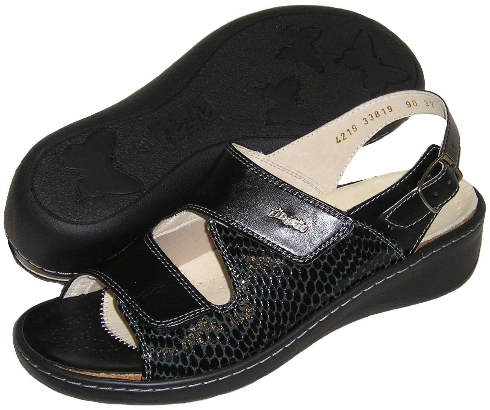 FidelioWomen's Hallux Fabia Bunion Relief Adjustable Sandal 33819 (Black)