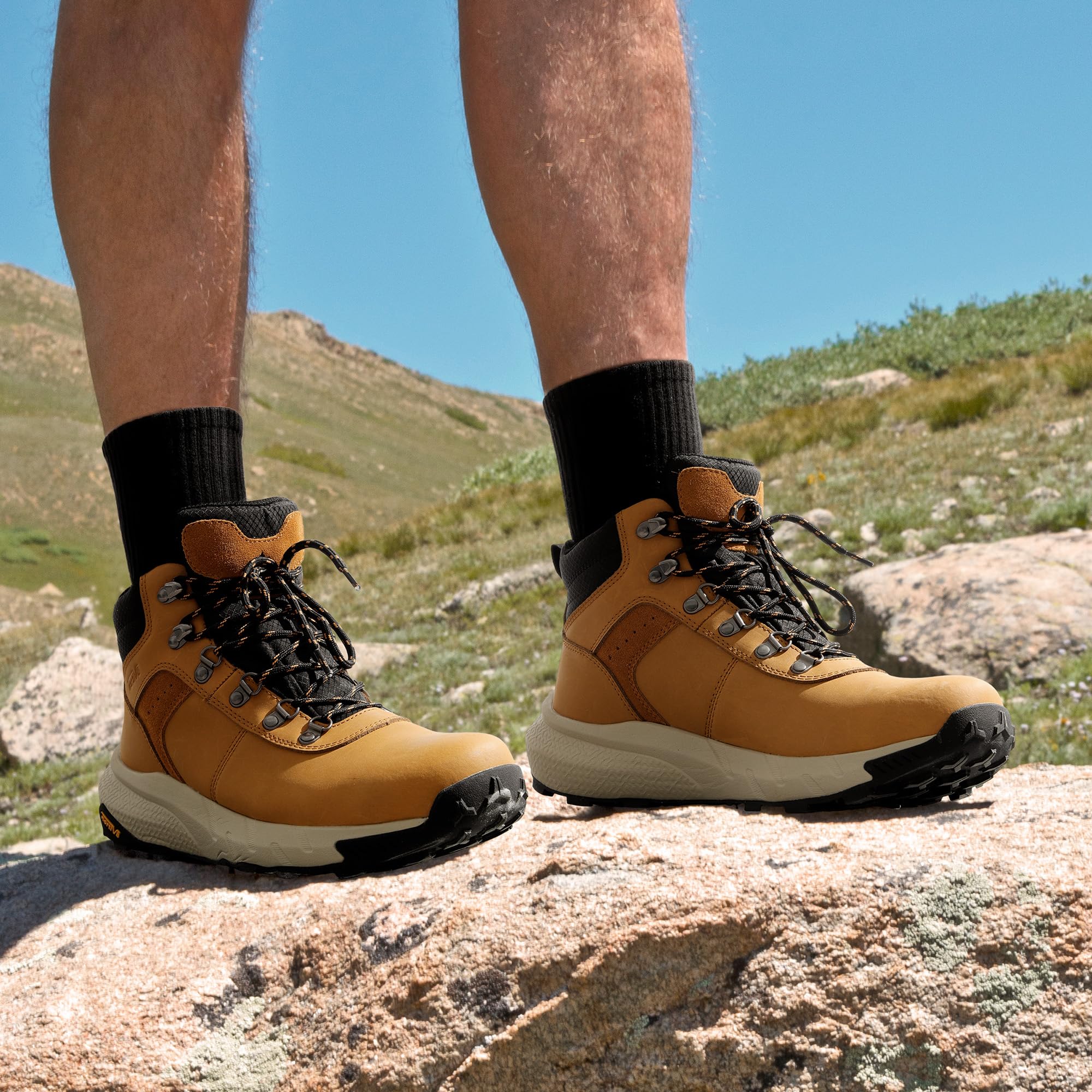 NORTIV 8 męskie wodoodporne buty trekkingowe Lekkie buty trekkingowe na zewnątrz ze skóry, brązowy, 44.5 EU