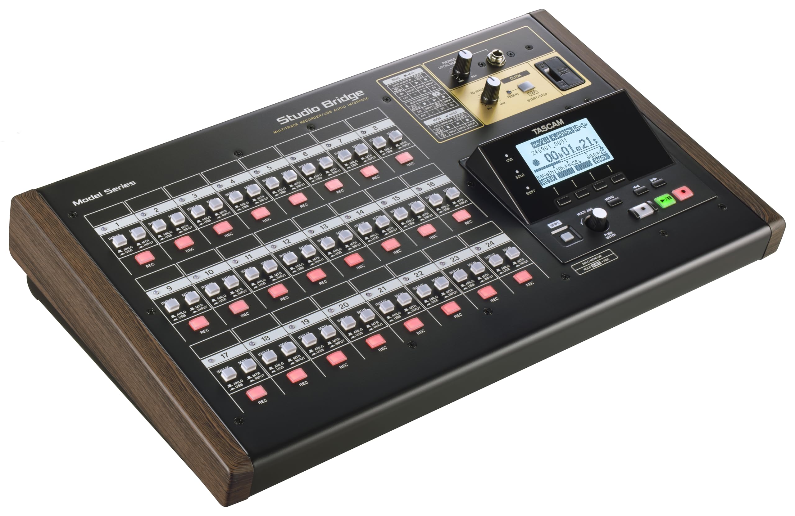 TASCAM Studio Bridge 24-Kanal Multi-Track-Recorder und USB-Audio-Interface mit MIDI — High-Fidelity, Aufnahme in Studioqualität