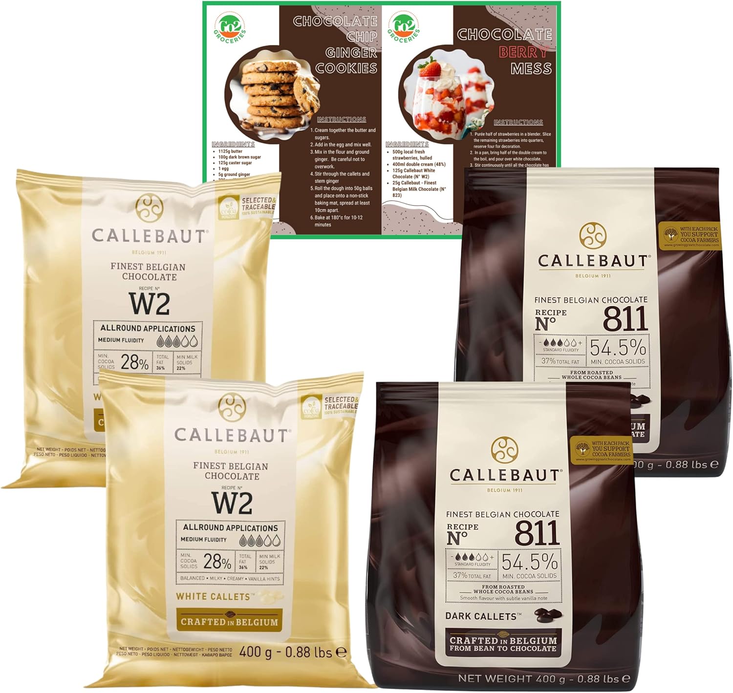Go2 Groceries Belgian Baking Chocolate Bundle Includes 2X Callebaut