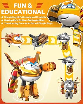 Super Wings Transforming Golden Boy 5 Inch Transformable Toy Plane and Robot Figure for 3+ Years Old Boys Girls Golden Gold