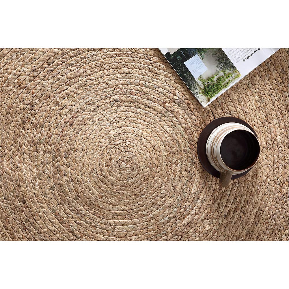 Moderne Non-Glissement Naturel Lavable Tapis De Zone,pour Le Salon Chambre Étude,Jute Tapis,Chambre Extérieurround Fibres Végétales Tapis-Brun Clair