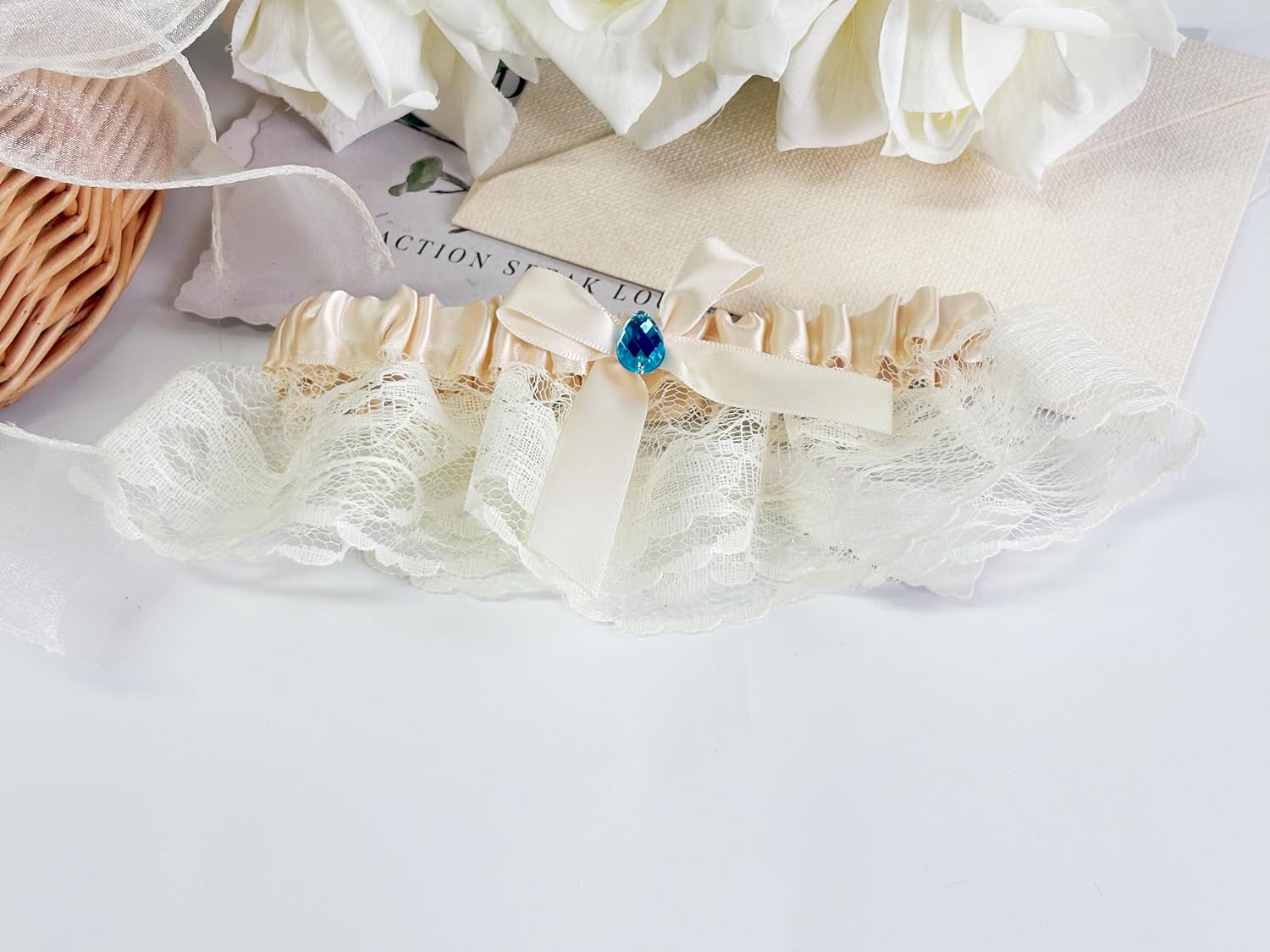 Lace Wedding Garters with Stretchy Soft Band for Bride Wedding Prom Garter, Women Wedding Bridal Legs Garter Set