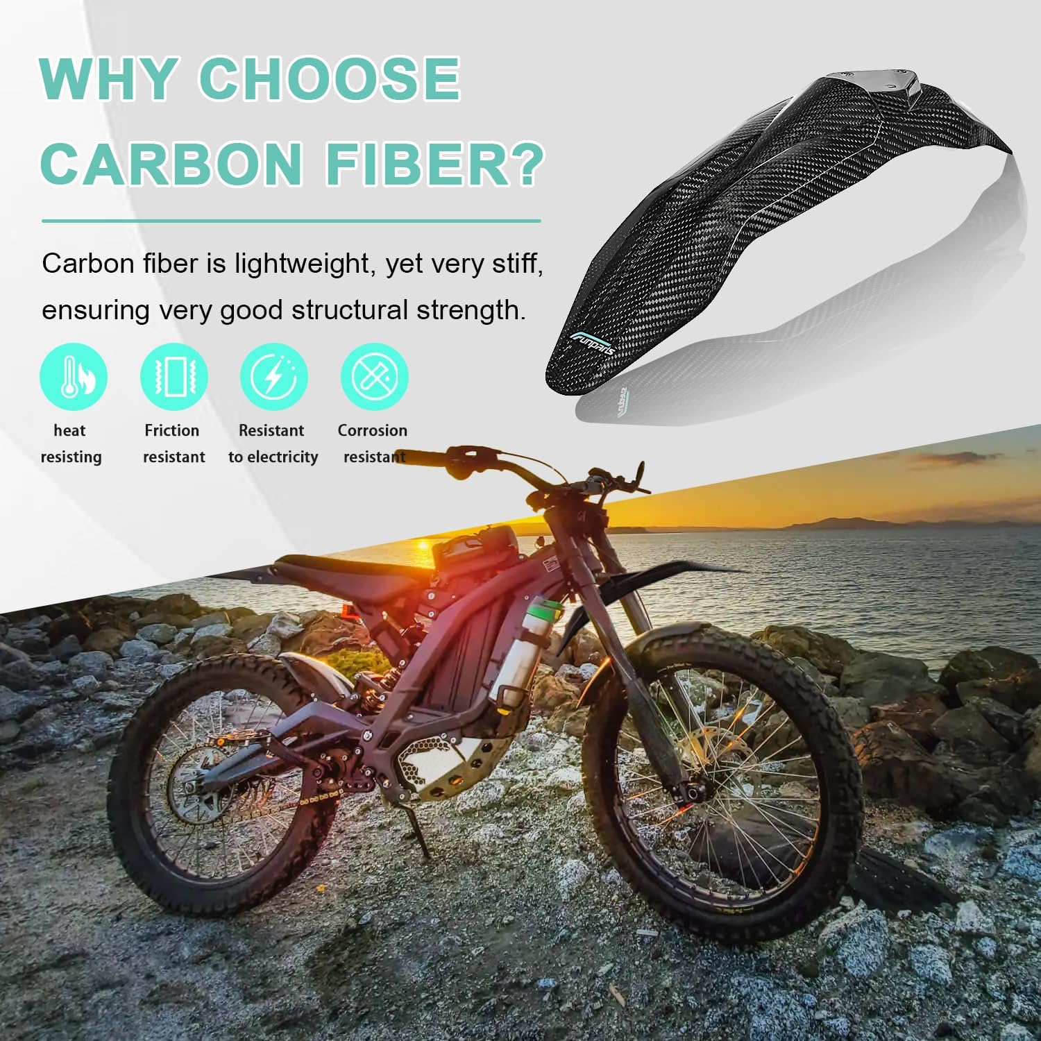 Carbon Fiber Front Fender Mudguard for Talaria Sting MX3 MX4 MX5 Pro Electric Dirt Bike