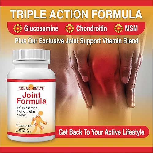 Miniatura 3 de Fórmula articular con glucosamina, condroitina y MSM, 60 cápsulas (1 botella) CúrcumaSuplemento de apoyo articular para huesos, espalda, rodillas,