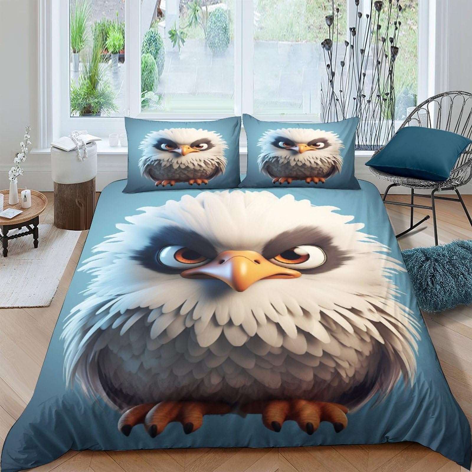 Parure de lit hypoallergénique ultra douce 200x200 motif aigle avec fermeture éclair