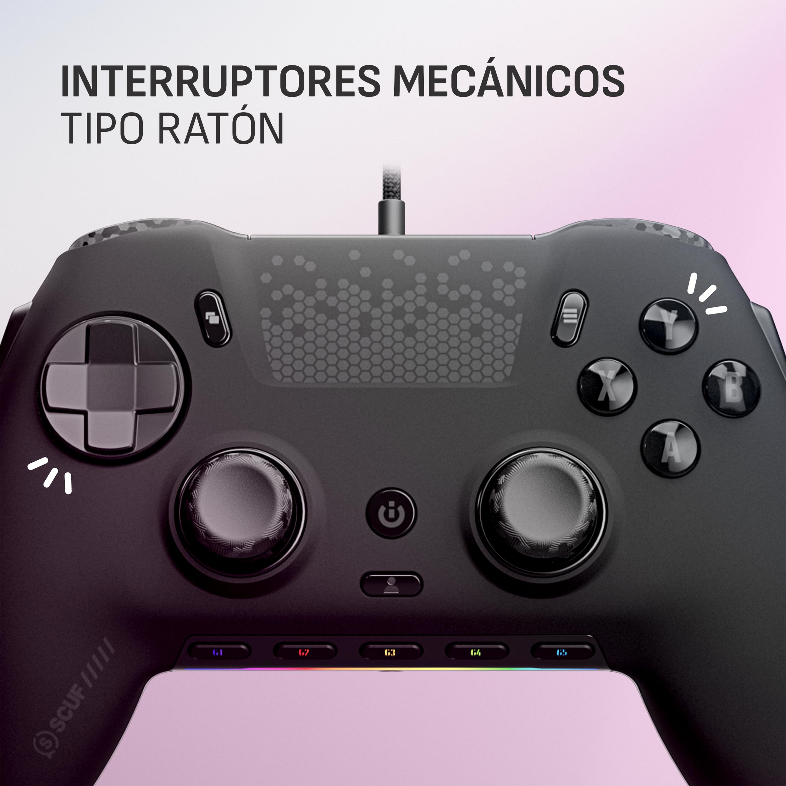 Scuf ENVISION V2 (2025) Mando de Juegos Sólo Para PC Con Cable – Pulgares Antideriva – Cinco Teclas G Extraíbles – Palas Traseras Extraíbles – Negro