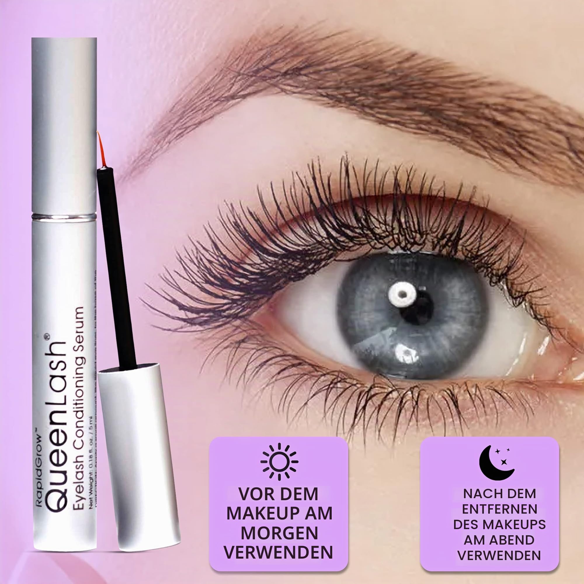 QUEEN LASH Wimpernwachstum & Verbesserung für Länge, Fülle und Dunkelheit.