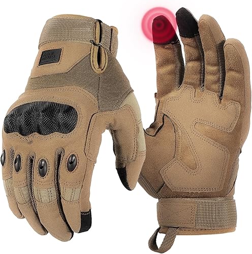 KEMIMOTO - Guantes tácticos para hombres, guantes de motocicleta aptos para pantalla táctil con carcasa dura y acolchado de palma para deportes,