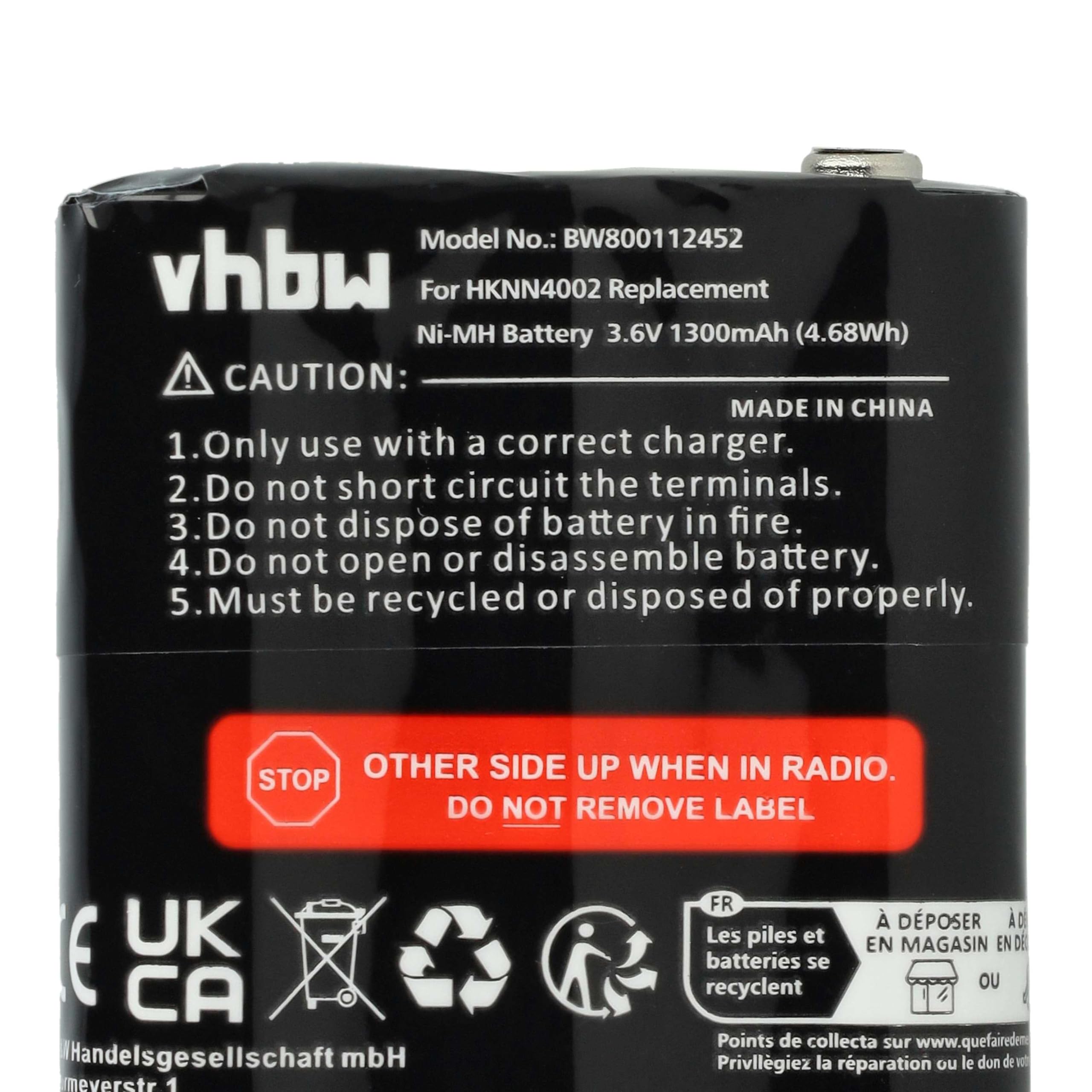 vhbw bateria NiMH 1300mAh 3,6V do Motorola Talkabout T5412 T5422 T5532 T5622 T62 radio