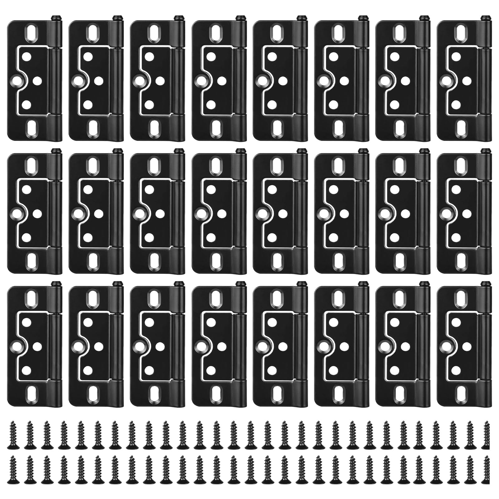 JJWNMLL Door Hinges 24PCS, Flush Hinges Black -76 * 34mm(3 Inch), Flush Door Hinge Non-Mortise No Noise Bifold with Screws Door Hinge for Cabinet Window Cabinet Wardrobe — image 1