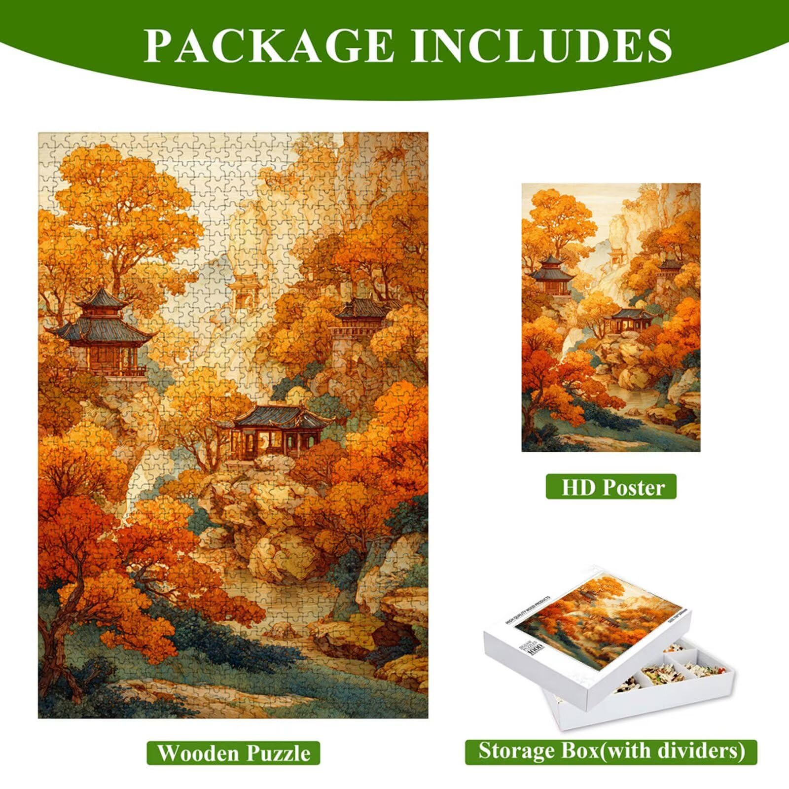 Puzzle 1500 Piezas Adultos Otoño & Paisaje, Rompecabezas con Letras Traseras y Póster, Pasatiempo Antiestrés, Decoración de Pared, Regalo Decorar Mujer Hombre 87 x 57 cm (14 Años +) P3#741