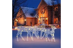 Charming Rattan Deer Family Embellishments Adorned with Scenic Lighting