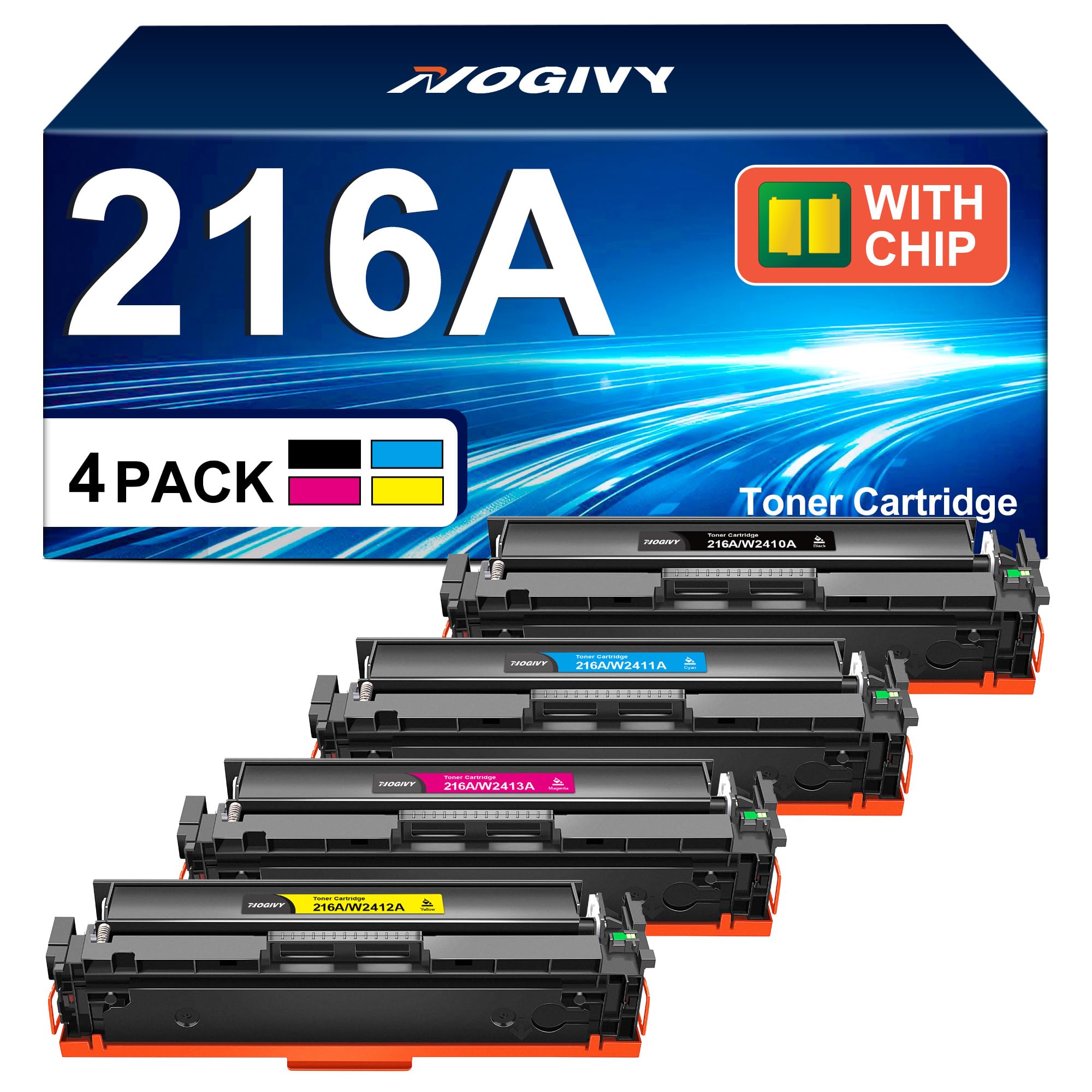216A W2410A Toner Mit Chip Kompatibel für HP 216A Toner Set für Color LaserJet Pro MFP M183fw M182n M182nw M155a M155nw W2410A W2411A W2412A W2413A (Schwarz Cyan Yellow Magenta, 4-Pack)