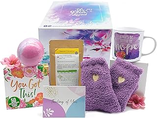 SHE FEELS LOVED Self Care Gift Basket for Women â€“ Stress Relief Gift for Mom, Wife, Friends, 7-in-1 Self Care Kit, Get Well Gift Basket, Thinking of You Gifts, Christmas Gift Baskets for Women
