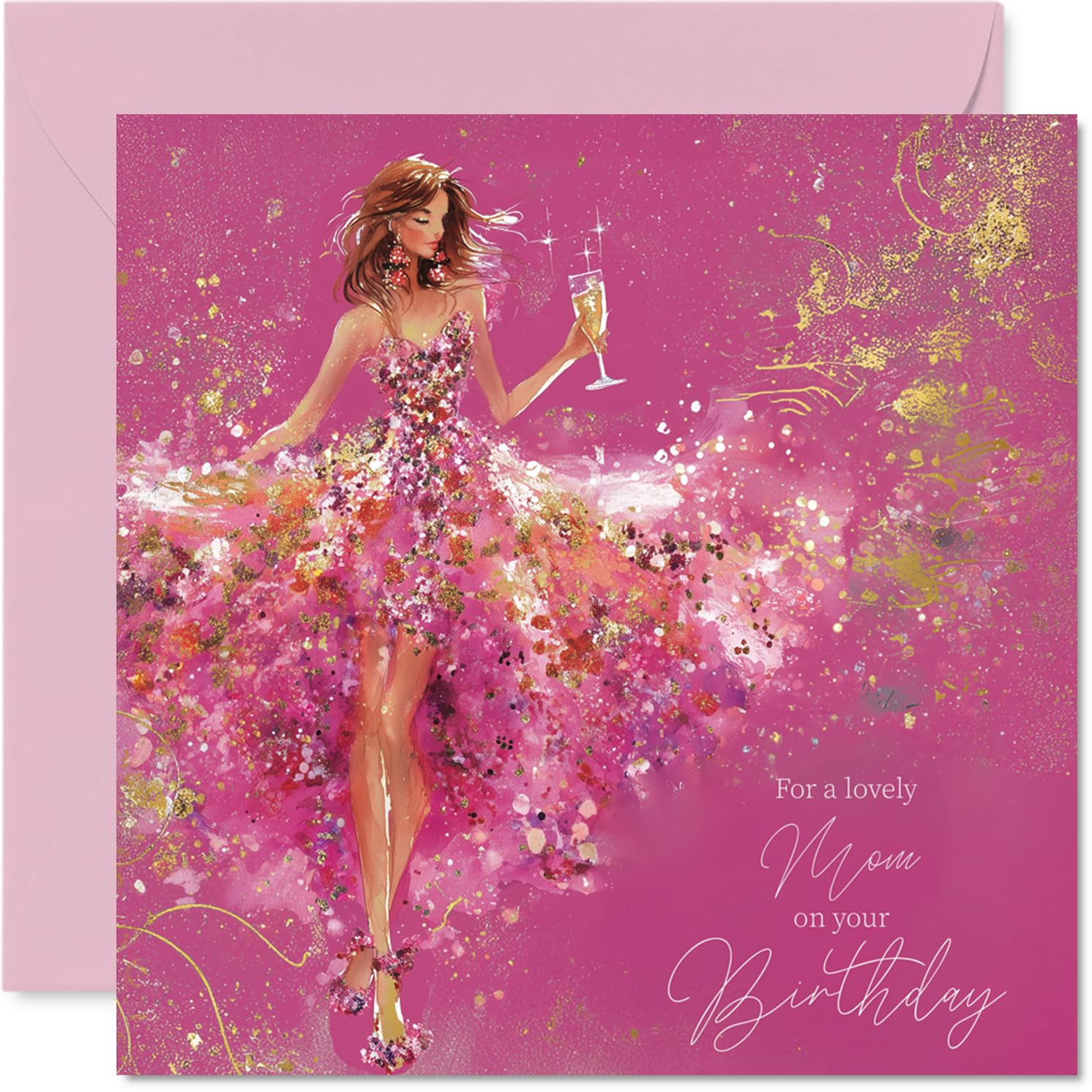 Gold Mom Birthday Card - Golden Girl - Happy Birthday Card for Mom from Son Daughter, 145mm Golden Girl Bday Greeting Cards
