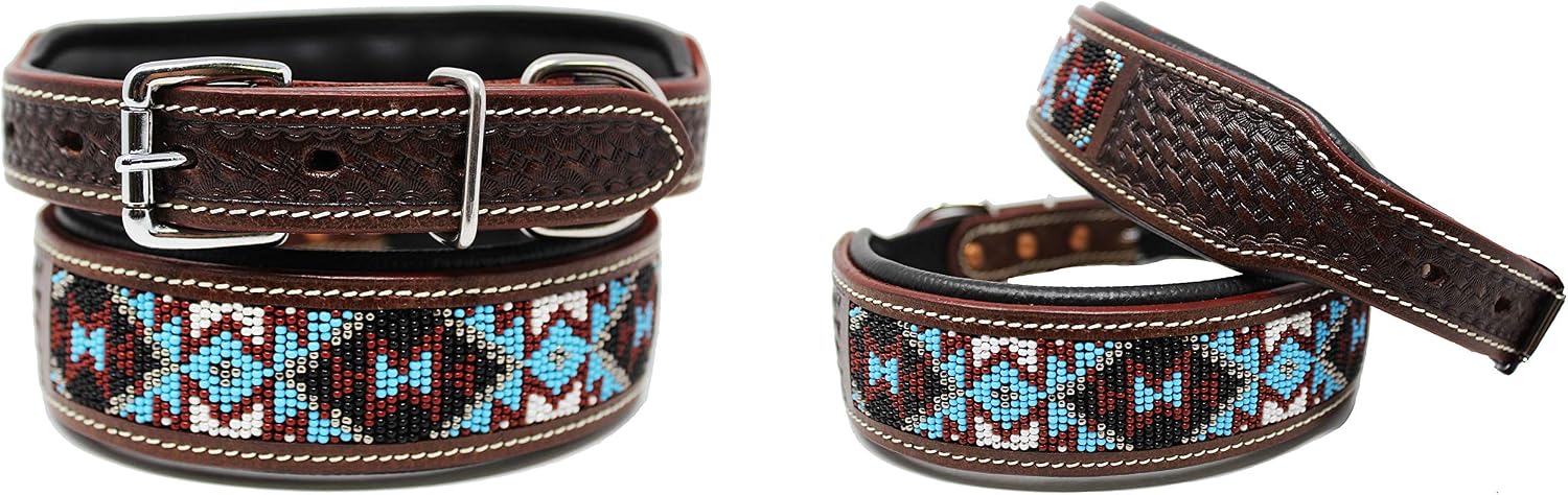 Challenger Pets Large 21''- 25'' Dog Puppy Collar Genuine Cow Leather Adjustable Padded Canine 6070