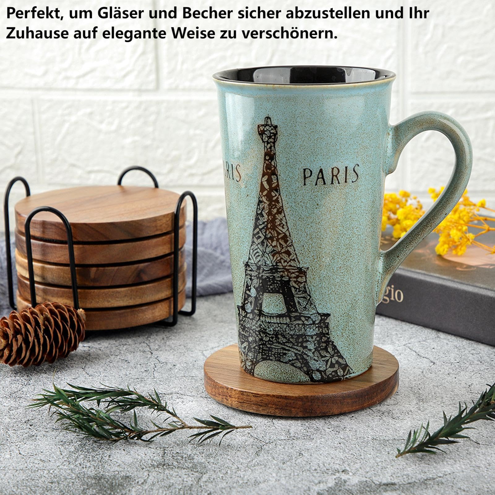 Dessous de verre en bois et résine rond Couleur de la résine Bleu