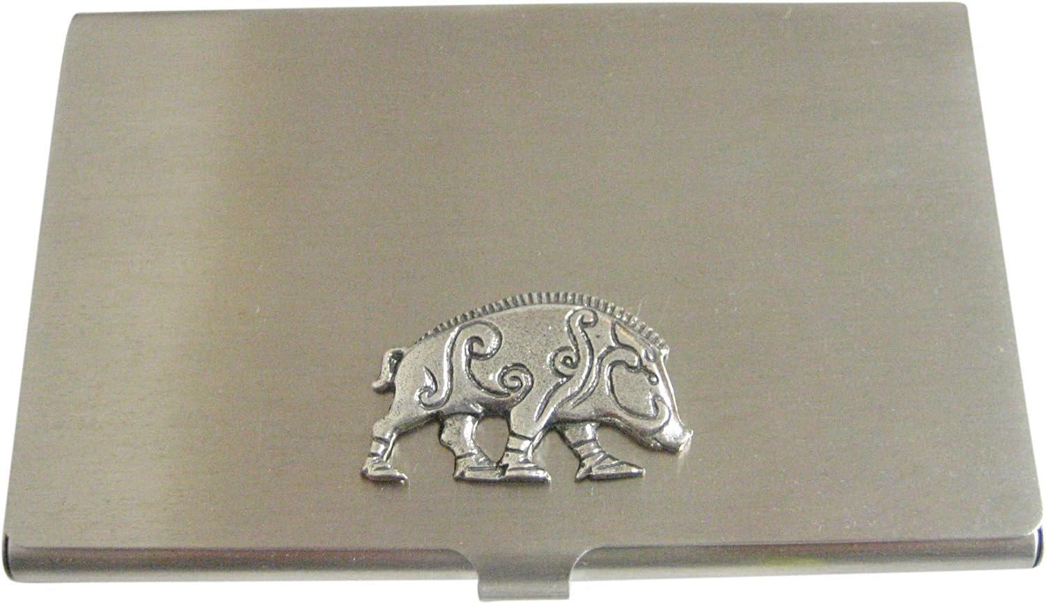 Kiola Designs Silver Toned Textured Celtic Boar Business Card Holder