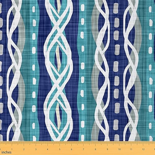 Feelyou The Yard, tela tribal a rayas de The Yard, tela de tapicería vintage tradicional con temática náutica para sillas, tela decorativa costera