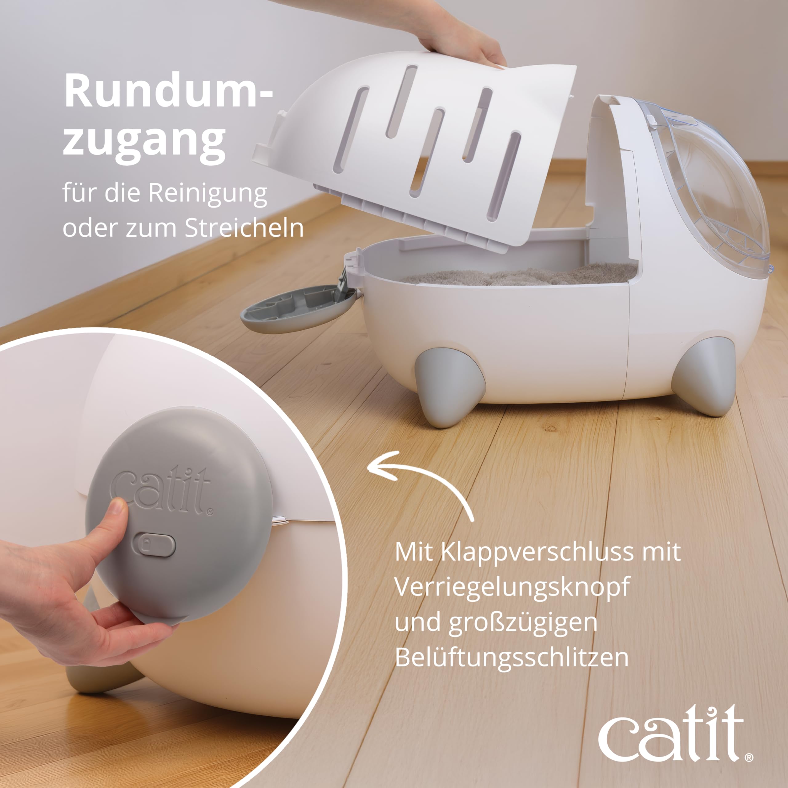 Catit PIXI MIO Katzentransportbox & Katzenbett 2-in-1, stressarme Transportlösung für Katzen bis 6 kg, grau