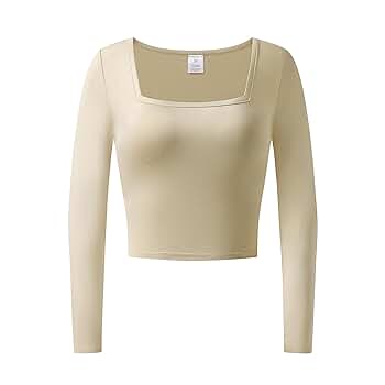 OThread & Co. Women's Long Sleeve Square Neck Crop Top Basic
