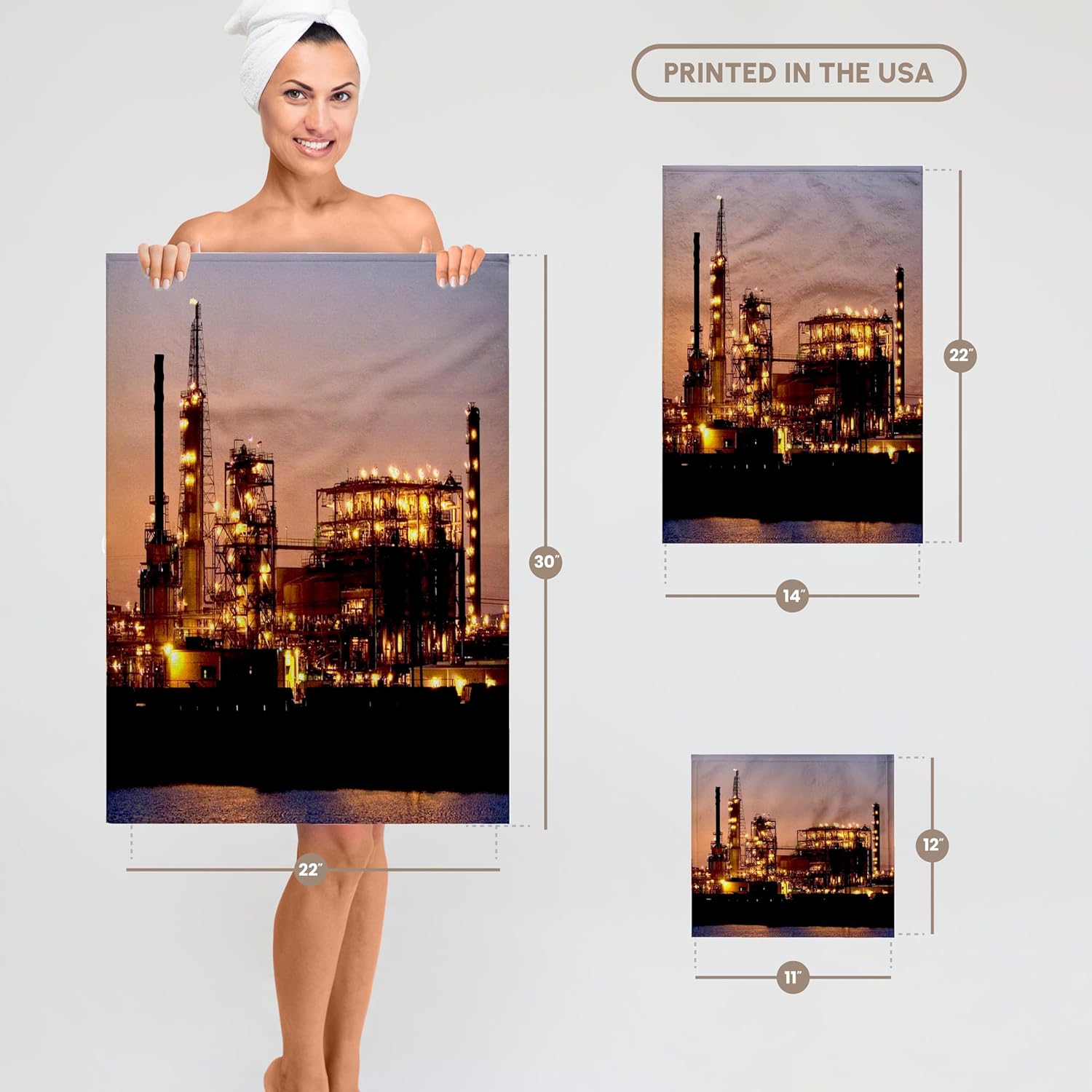 3dRose Industry, Refinery in Texas City, Texas - US44 DFR0207 - David R. Frazier 22x30 Bath Hand Pool Towel