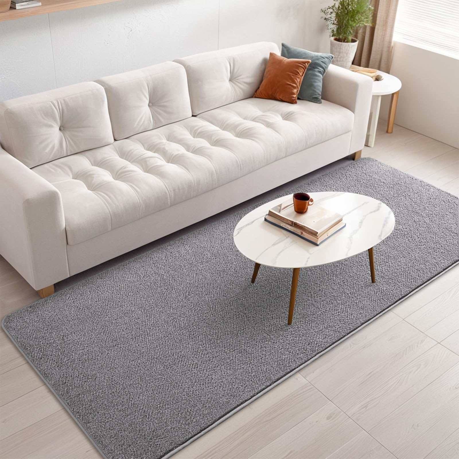 Nuttumico 2x6 Feet Rug Runners for Hallways, Grey Area Rugs for Living Room Bedroom, Washable Non-Slip Entryway Carpets for Kitchen Nursery Dorm Kids