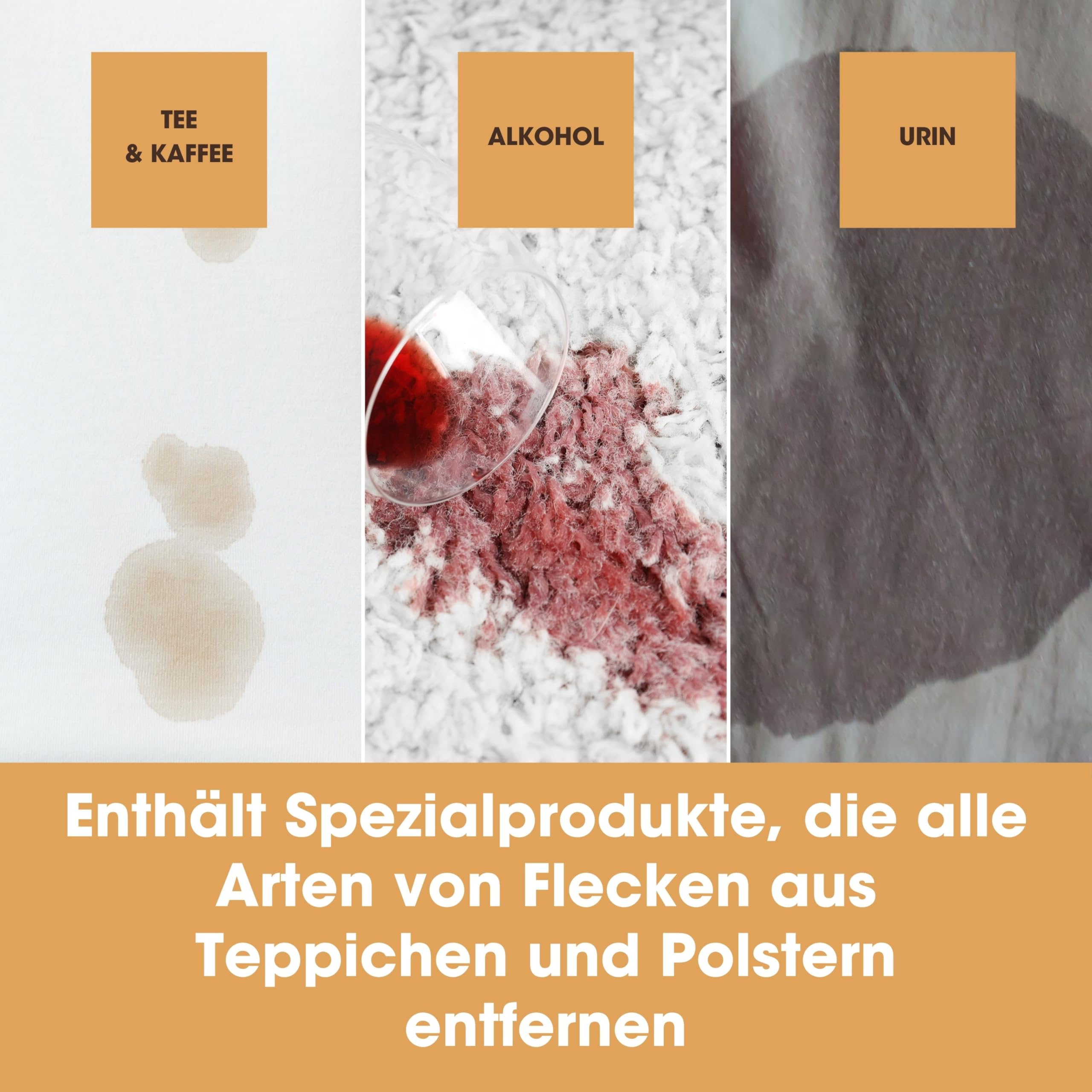 Furniture Clinic Fleckenentfernungs-Set für Teppiche und Polstermöbel, komplettes Set zum Entfernen aller Arten von hartnäckigen Flecken auf jedem Stoff, entfernt frische und eingetrocknete Flecken