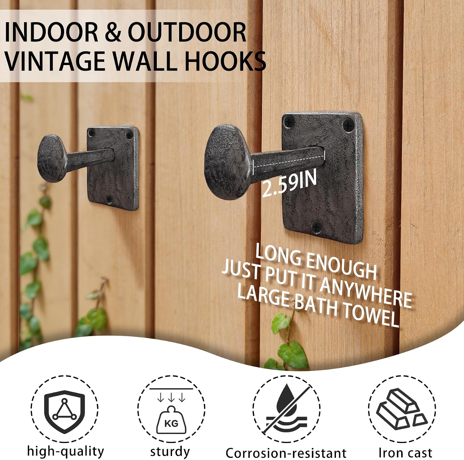 Rustic Cast Iron Railroad Spike Wall Hook, 3.8 * 2.7 * 2.8" Heavy Duty Farmhouse Style Single Coat Hook, Industrial Vintage Decorative Hook for Hanging Coats, Towels, Bags, Keys 1 Pack