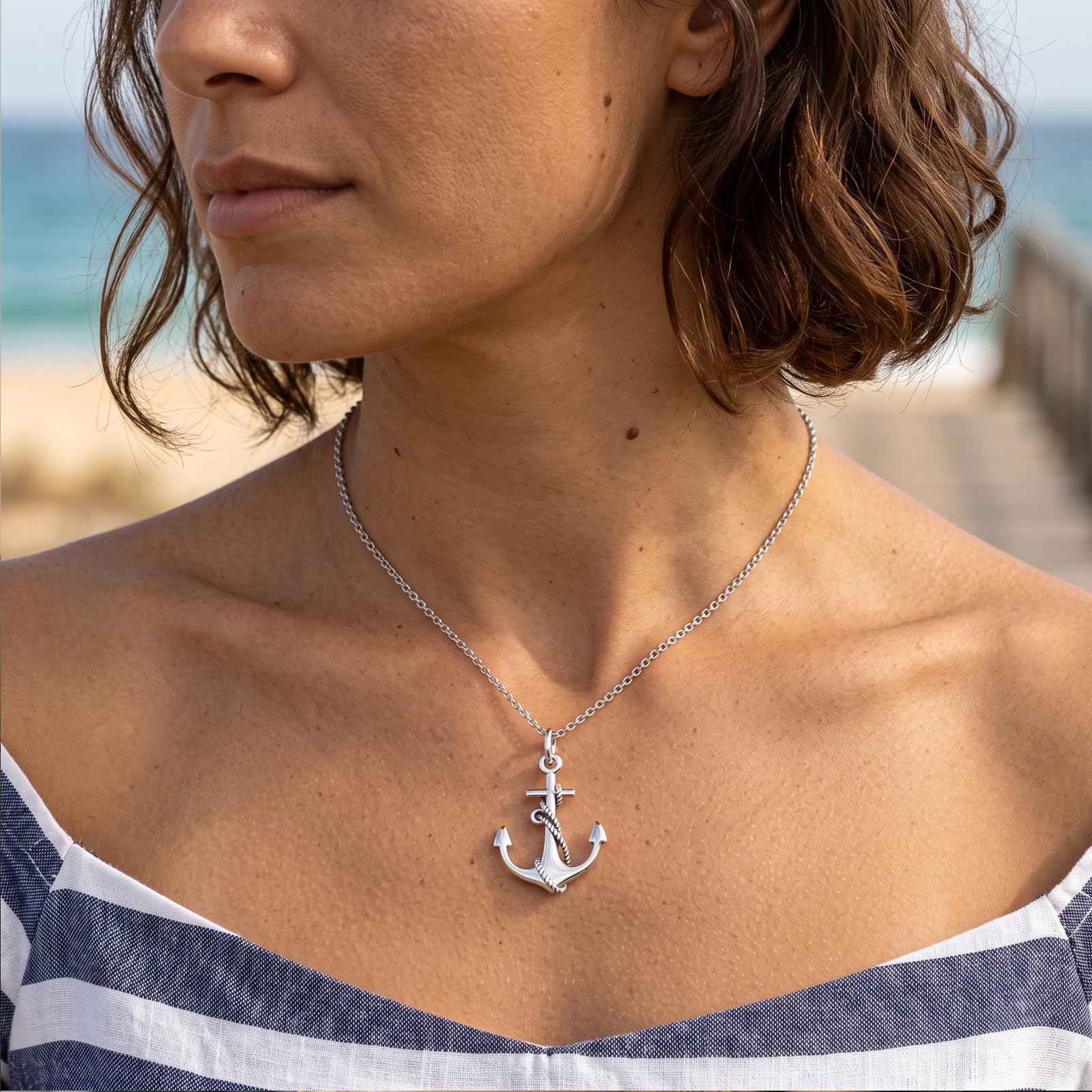 YAFEINI Anker Damen Kette 925 Sterling Silber Damen Halskette Schmuck Kette für Mädchen Herren Damen