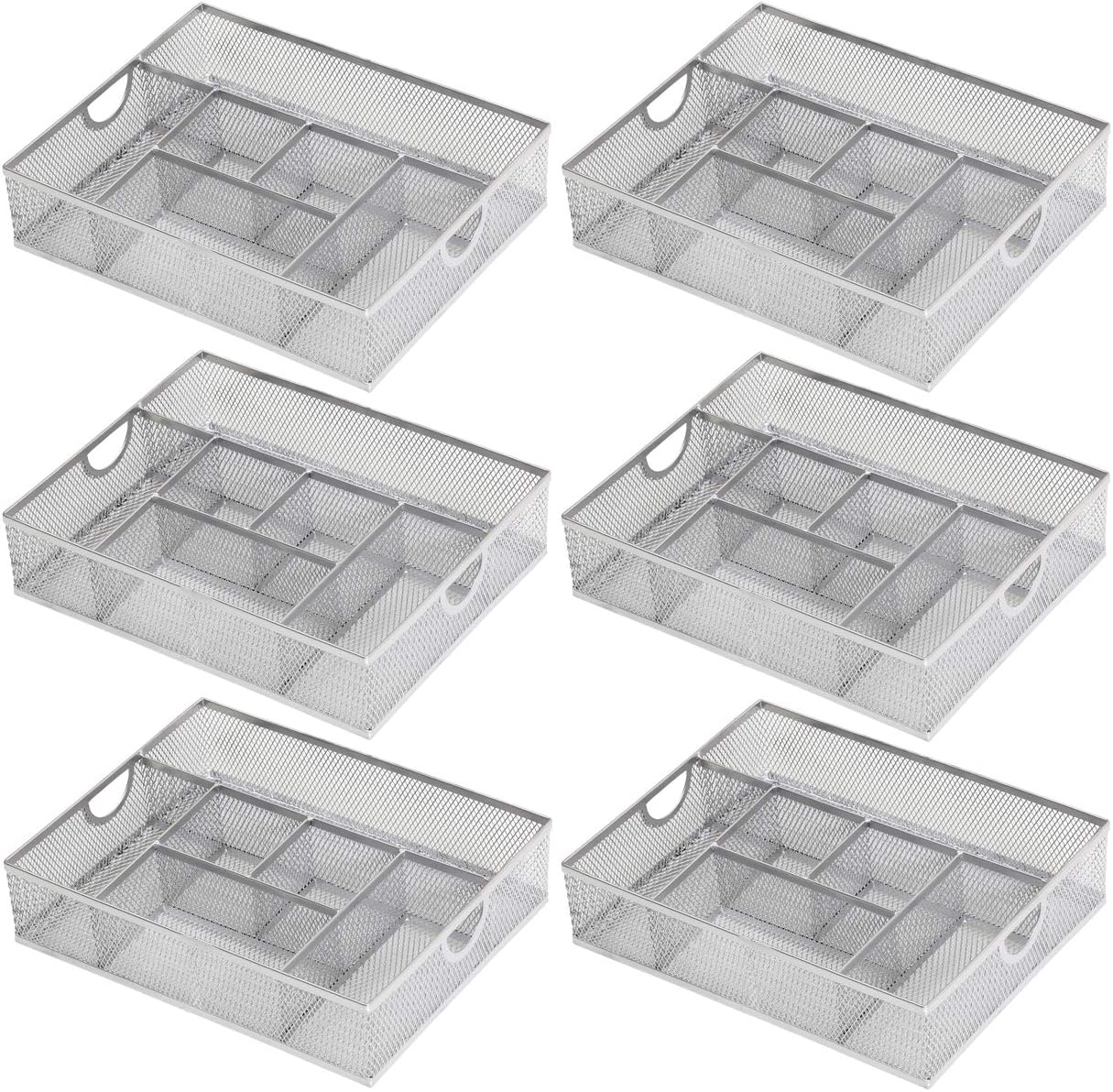 YBM HOME 6-Pack Cosmetic Storage Makeup Organizer Holds Your Cosmetics, Makeup Brushes, Pencils and Accessories, Designed for Vanity Bathroom or Counter Dresser, Stainless Steel Mesh Design 1152