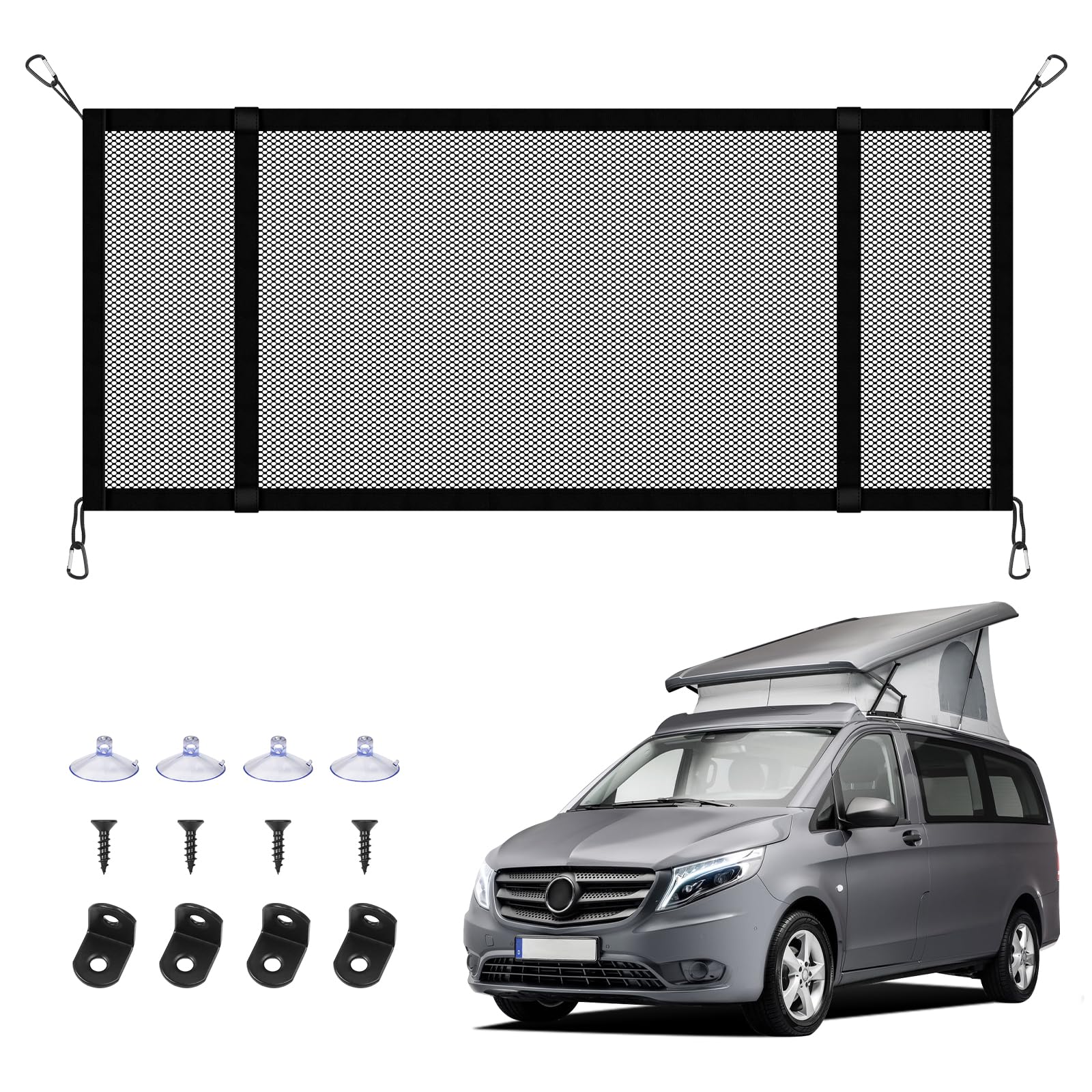 Car Luggage Net, 90 x 35 cm, Storage Net for Mercedes-Benz Vito III W447, Car Net, Boot Net, Car Roof, Nylon Mesh Bag for the Pitch Roof, Mercedes-Benz Motorhomes