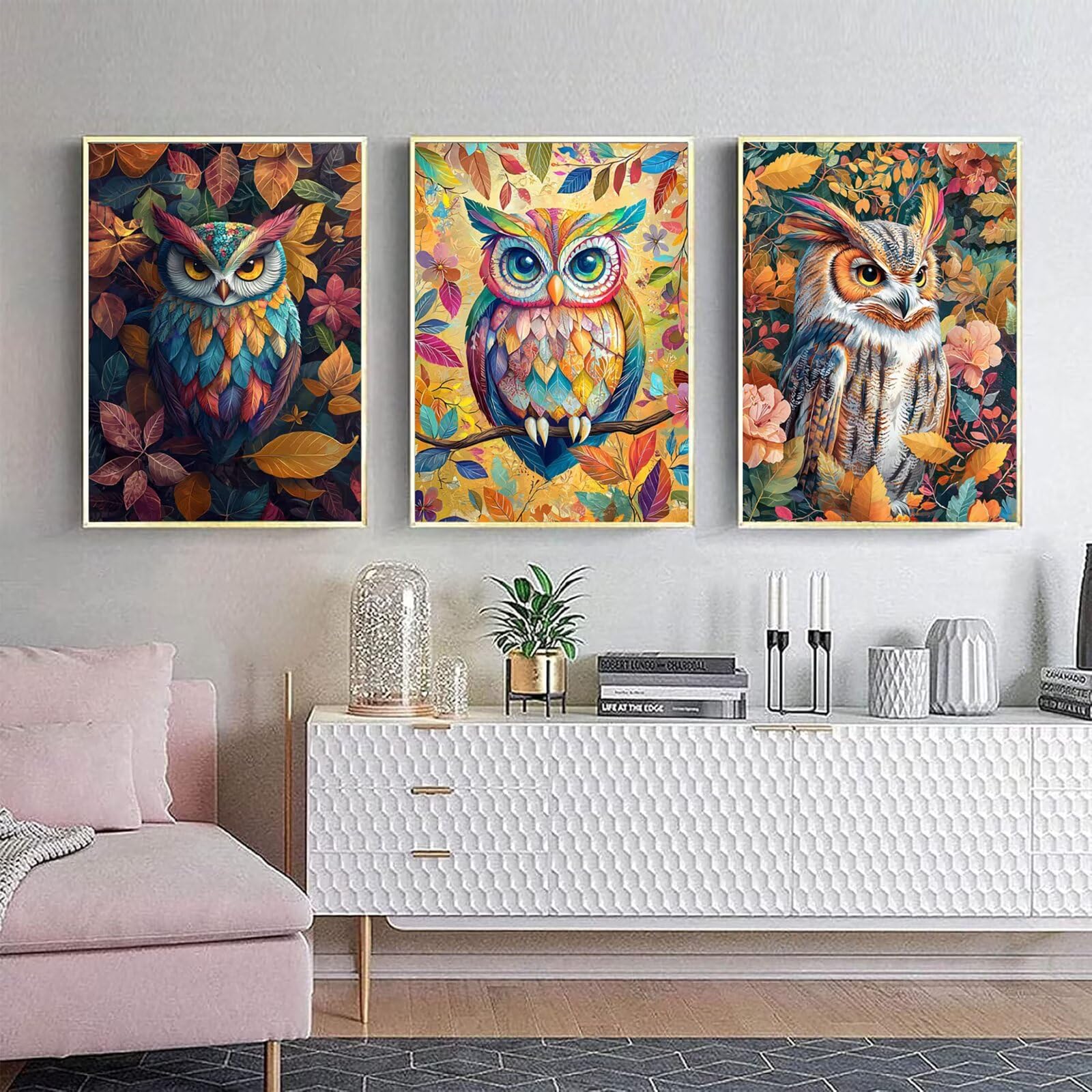Generico Cnyaunfi 3 Pezzi Animali Pittura Diamante Fai-Da-Te, 5D Beige Diamond Painting Kit Completo per Hobby Creativi Adulti, Per La Decorazione Della Parete Di Casa 60x80cm YF-3488