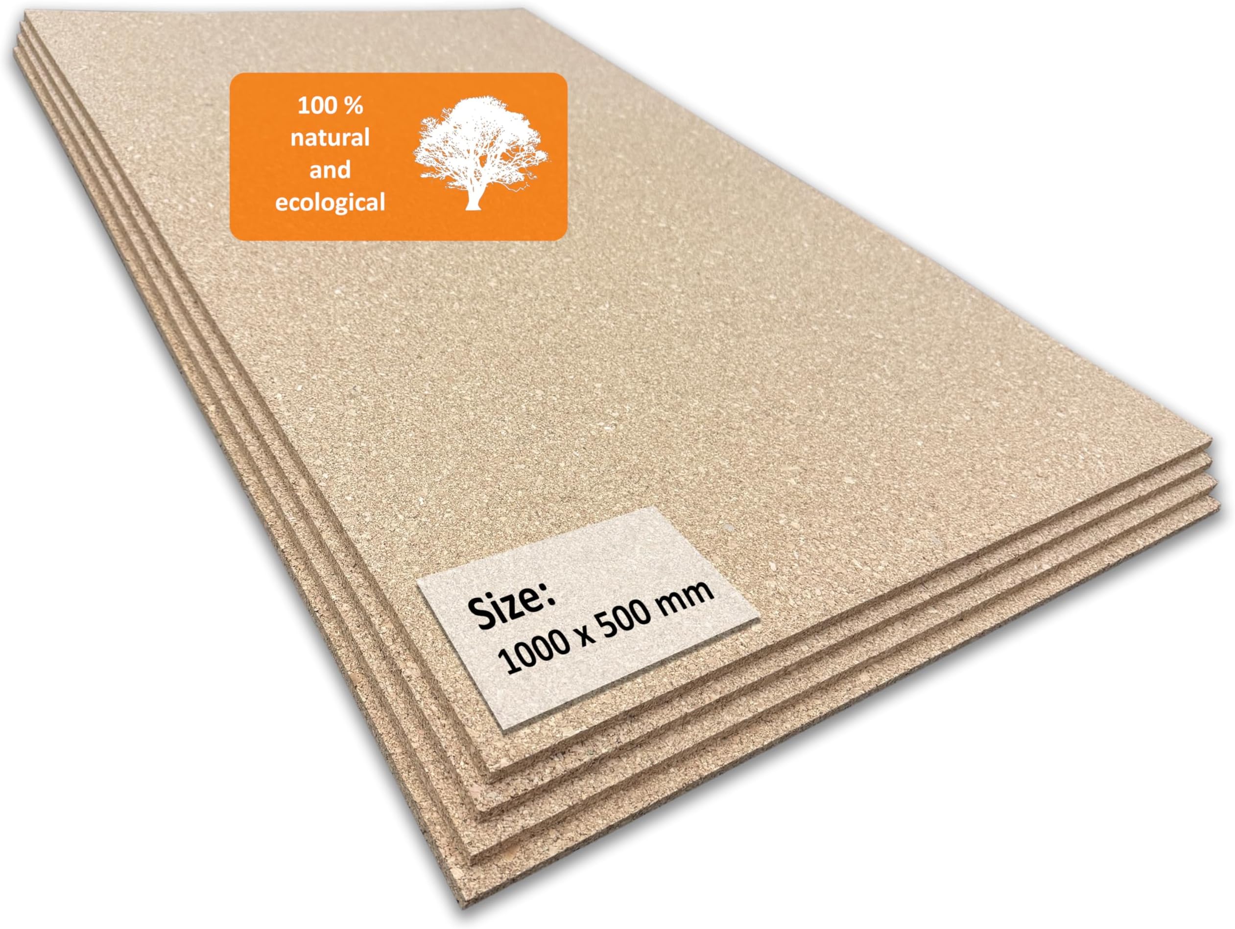 Trecor Pin Board Cork Sheet Format: 1000 x 500 mm – Thickness Options: 2–20 mm – Premium Cork Sheet, Highly Flexible and Antistatic – Smoothed on One Side for Better Appearance