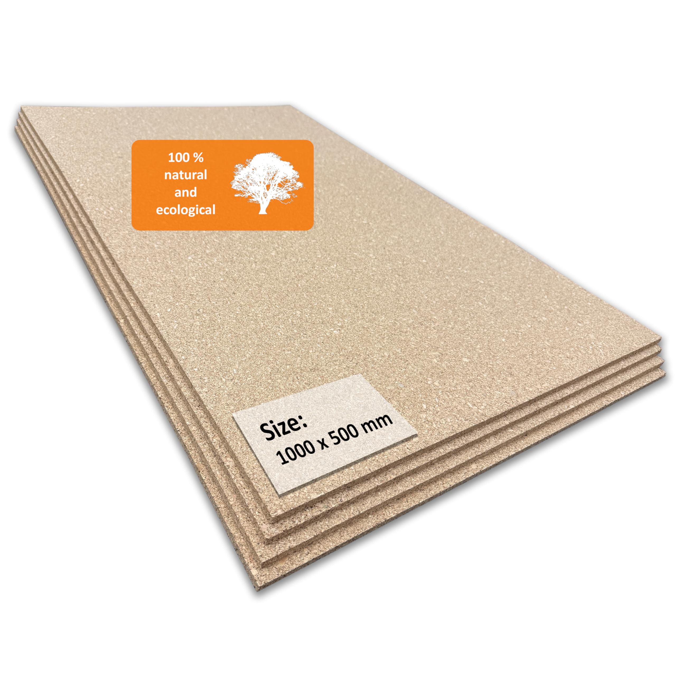 Trecor Pin Board Cork Sheet Format: 1000 x 500 mm – Thickness Options: 2–20 mm – Premium Cork Sheet, Highly Flexible and Antistatic – Smoothed on One Side for Better Appearance