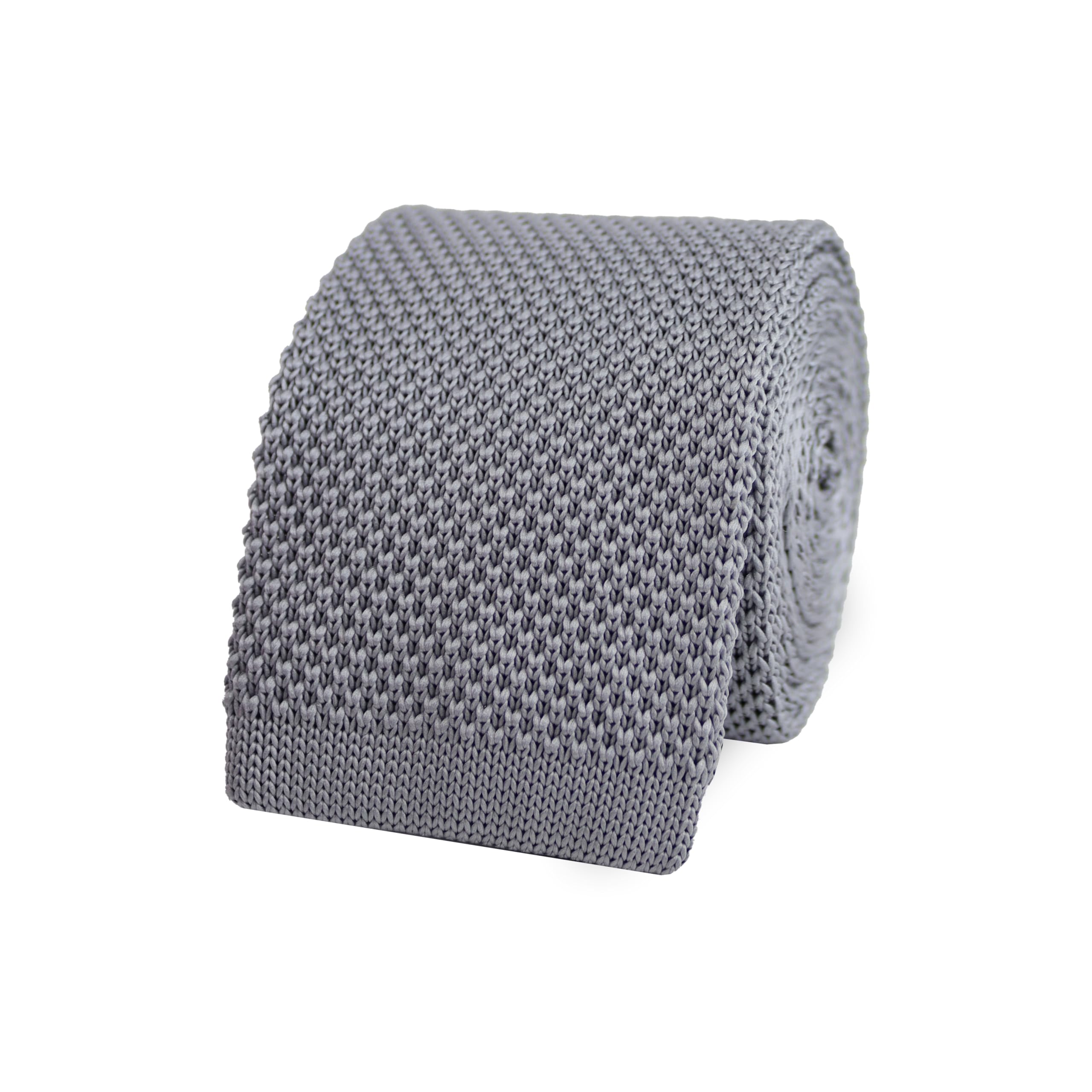 The Gents Lab Men's Light Grey Square End Knitted Neck Tie Made From 100% Soft Polyester | Over 20+ Colours (Light Grey)