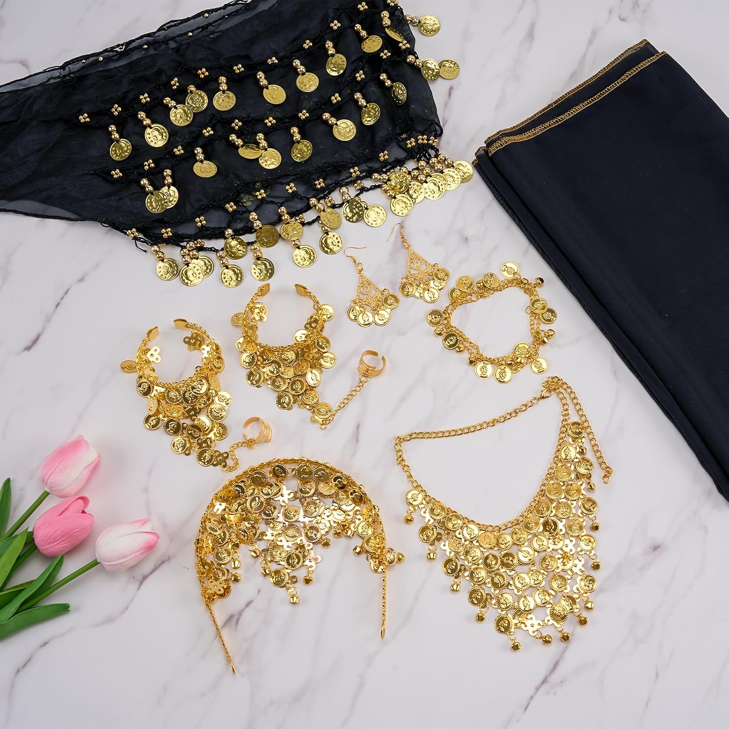 10 Pcs Gypsy Costume Women Belly Dancer Outfits Accessories Set Pirate Costume Sets Women Clothes for Halloween