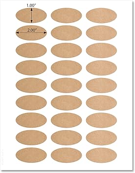 Amazon テクスチャードブラウンクラフト2 X 1インチ 楕円形ラベル ダウンロード可能なテンプレートと印刷説明書付き 5シート 135ラベル Ob21 ラベル用紙 文房具 オフィス用品