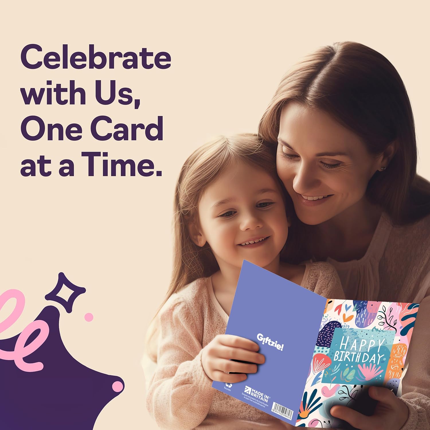 Vibrant Birthday Card for Family Friends - Abstract Pattern - Happy Birthday Card for Women Men Girls Boys Mom Dad Sister Brother Grandma Grandpa Auntie Uncle, A5 Classic Greeting Cards Gift