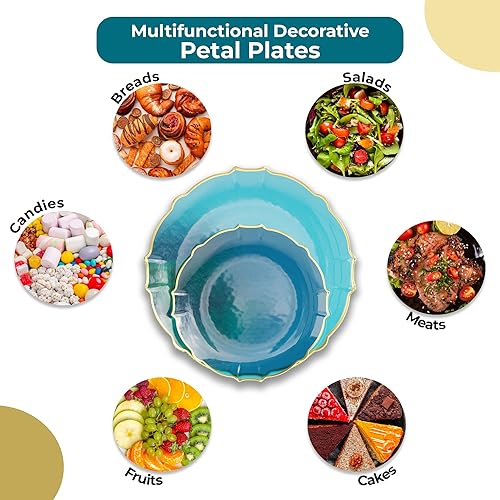 Miniatura 3 de Exquisite Platos tintados desechables de plástico de 80 piezas para fiestas para 40 invitados, 40 x 7.5 platos de postre y 40 x 10 platos de