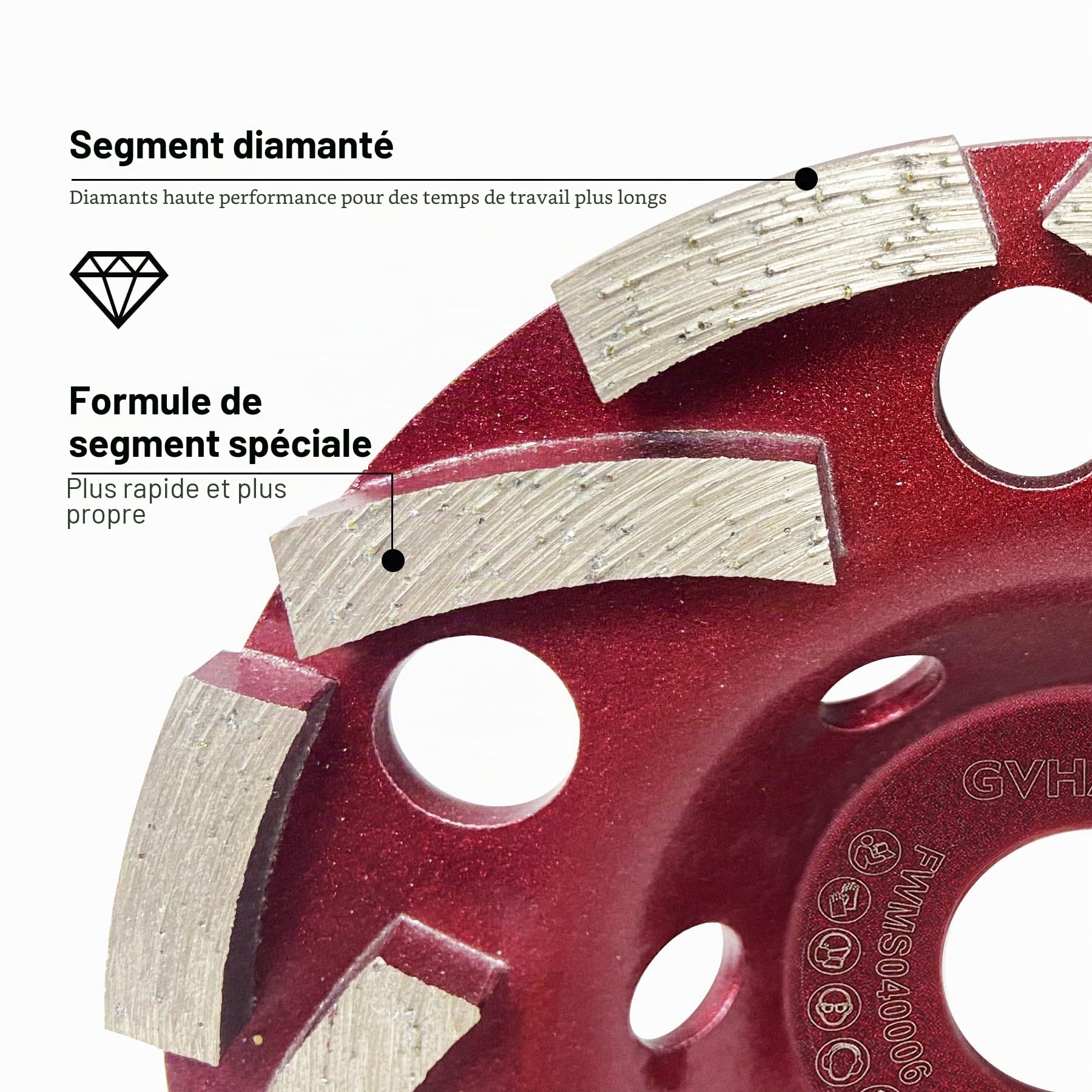 Meule diamantée 125 mm × 22,23 mm pour béton, pierre, pierre naturelle, colle à carrelage, granit, maçonnerie, disque abrasif diamanté extra rapide