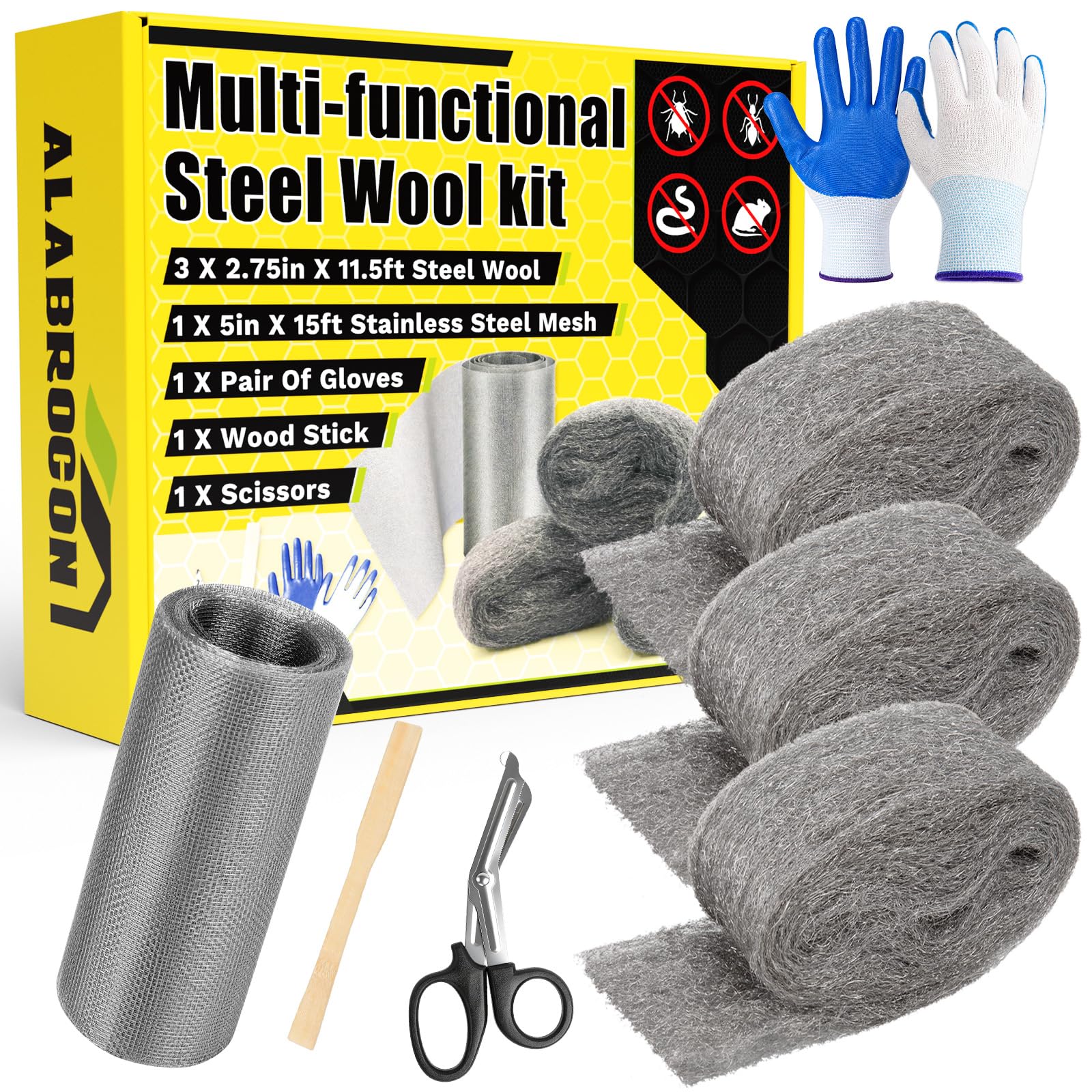 Alabrocon Steel Wool Mice Control Kit - Pest Barrier -1 Alabrocon Steel Wool Mice Control Kit - Pest Barrier -1
