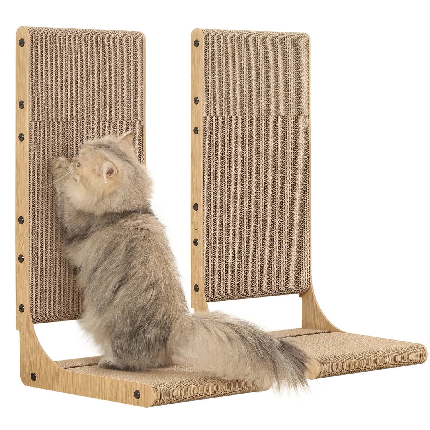 Zakkart 2er-Set Kratzbrett für Katzen, 50 cm Hoch - L-förmiger Karton-Kratzbaum für Innenräume, Kratzpfosten für Wand und Couch