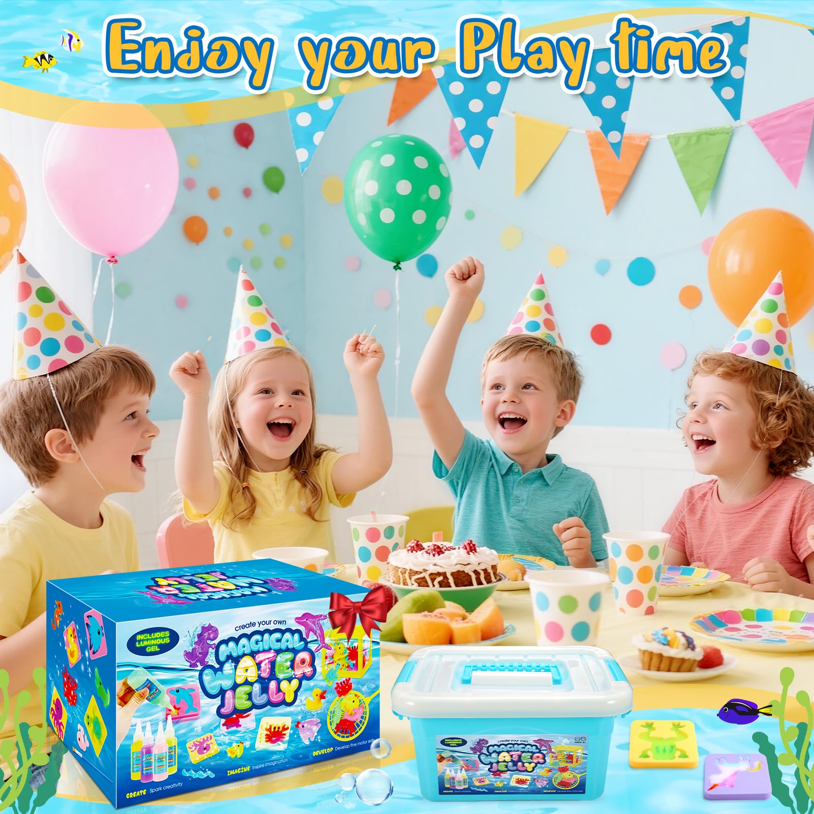 iKidiki Magiczna zabawka z żelem wodnym, kreatywna, magiczna zabawka wodna z 18 magicznym żelem i 16 formami, zestawy do malowania wodnego dla dzieci w wieku 5, 6, 7, 8, 9 lat