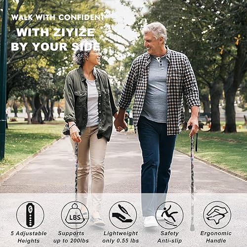 Miniatura 4 de Walking Cane, Cane for ManWoman  Mobility & Daily Living Aids  5-Level Height Adjustable Walking Stick  Comfortable Plastic T-Handle Portable