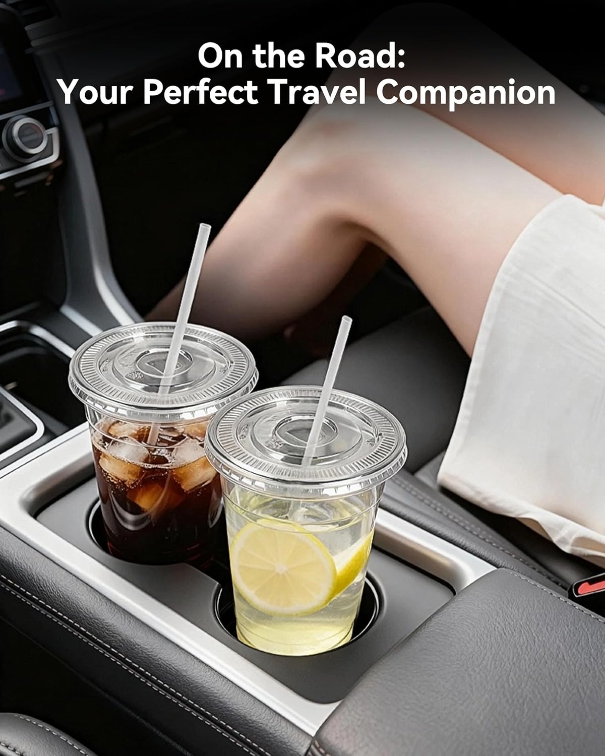 EUHOMY 100 Pack - 16 oz Clear Plastic Cups with Lids and Straws, Sturdy & Food Safe Iced Coffee Cups with lids, Disposable Plastic Smoothie Cups for Cold Drinks - Image 7