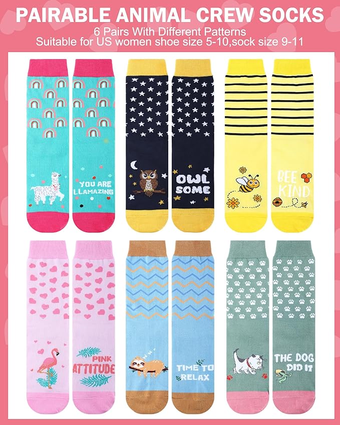 6 Pares de Calcetines Divertidos para Mujer - Calcetines de Algodón de Poliéster Multicolor miniatura 3