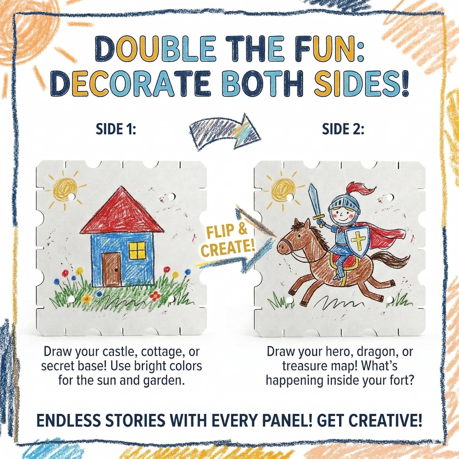 Cardboard Fort Building Kit – Giant Indoor Kids Fort Builder – Create Life Size Castles, Tunnels & Mazes – Durable White Panels, Reusable Connectors & Compact Storage Box – STEM Toy Ages 4+